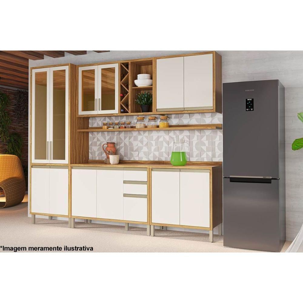 Paneleiro De Cozinha Cristaleira Tempranillo C- 4 Portas (2 C- Vidro Reflecta) 70x230cm Amendoa-off White - Ronipa - 5