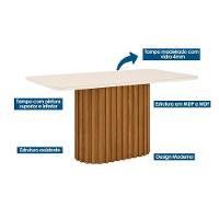 Sala De Jantar Completa Solana Sc68 Tampo Madeirado C- Vidro Canto Curvo 160x90cm E 6 Cadeiras Milla Nature-veludo Light Marrom Amêndoa - Henn - 3