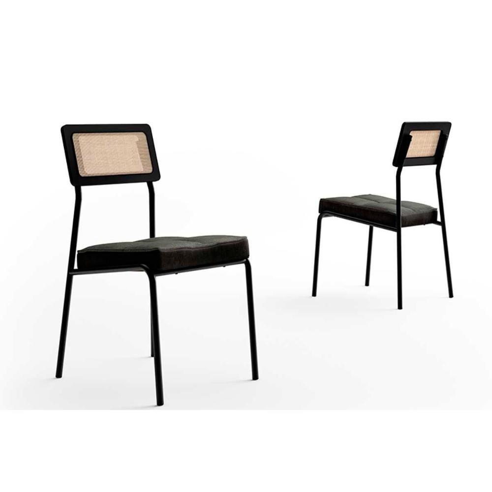 Sala De Jantar Completa átria 1594 Aço C- Tampo Madeirado 100cm E 4 Cadeiras Lux Preto-nogal - Preto-grafite - Preto - Carraro - 6