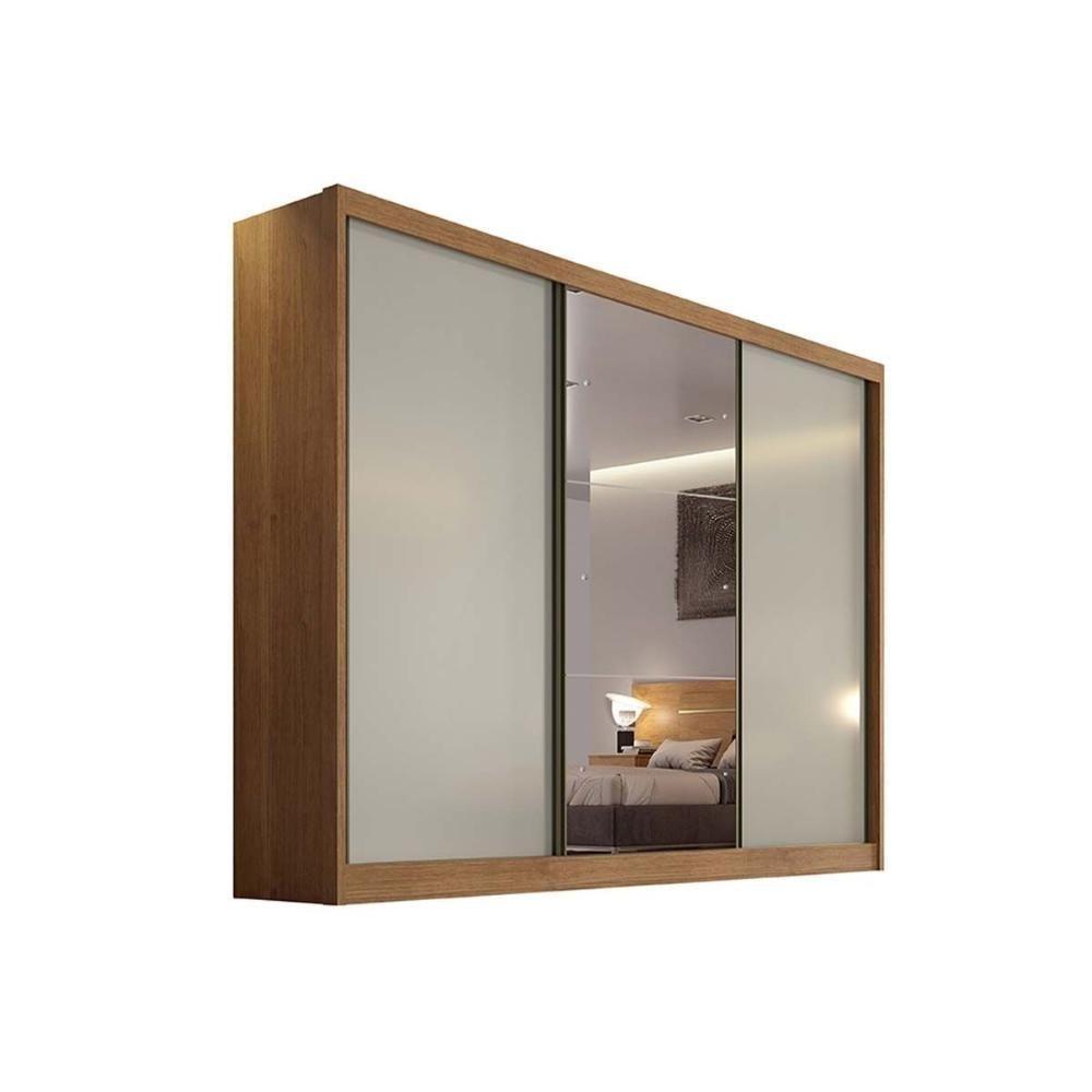 Guarda Roupa Solteiro 3 Portas (1 C- Espelho) E 6 Gavetas Toulon-sonetto Plus Cumaru-fendi - 1