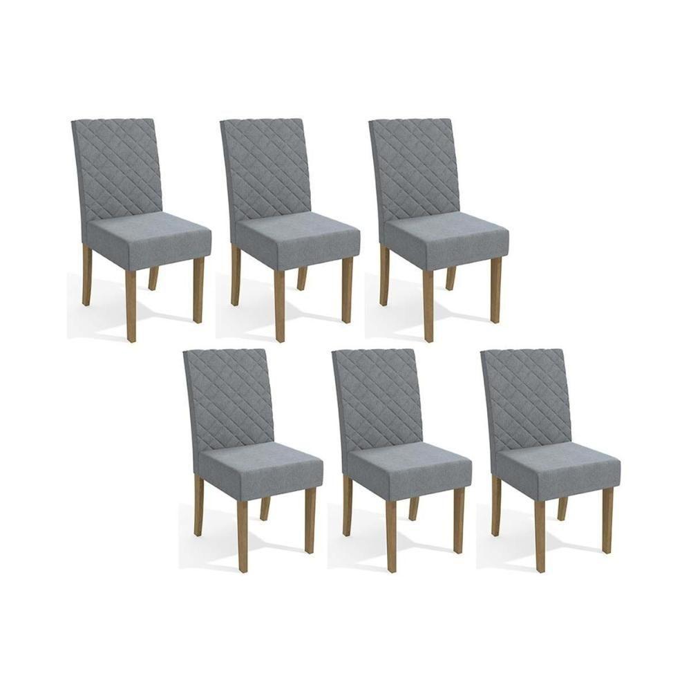 Cadeira Sala De Jantar 2cad133fr Kit 6 Un Freijo-linho Cinza A056 - Kappesberg - 1