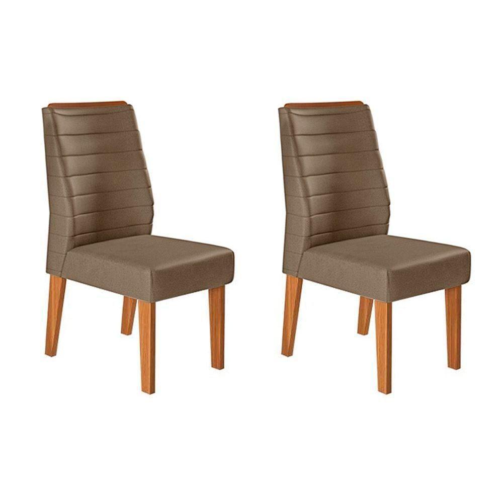 Kit 2 Cadeiras Sala Jantar Ondina 2 Un Carvalho Nobre-suede Pecan - Dj Móveis - 1