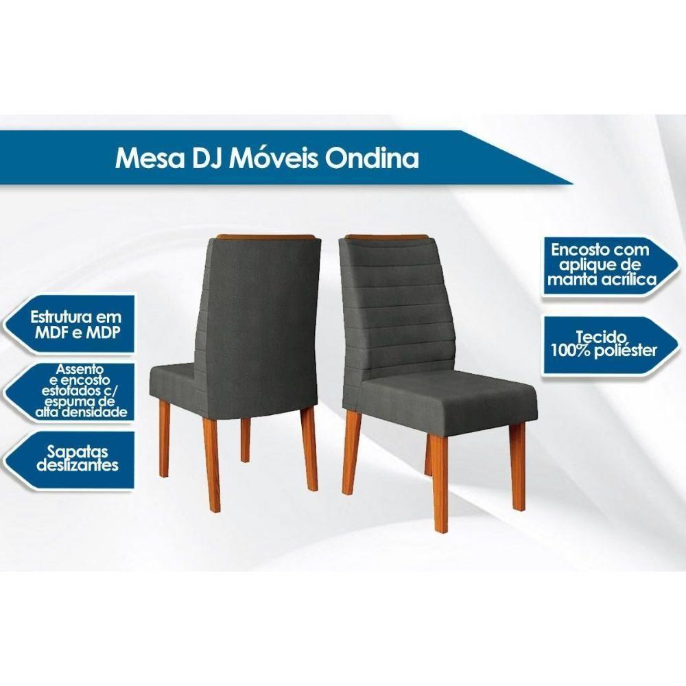 Kit 2 Cadeiras Sala Jantar Ondina 2 Un Carvalho Nobre-suede Pecan - Dj Móveis - 2