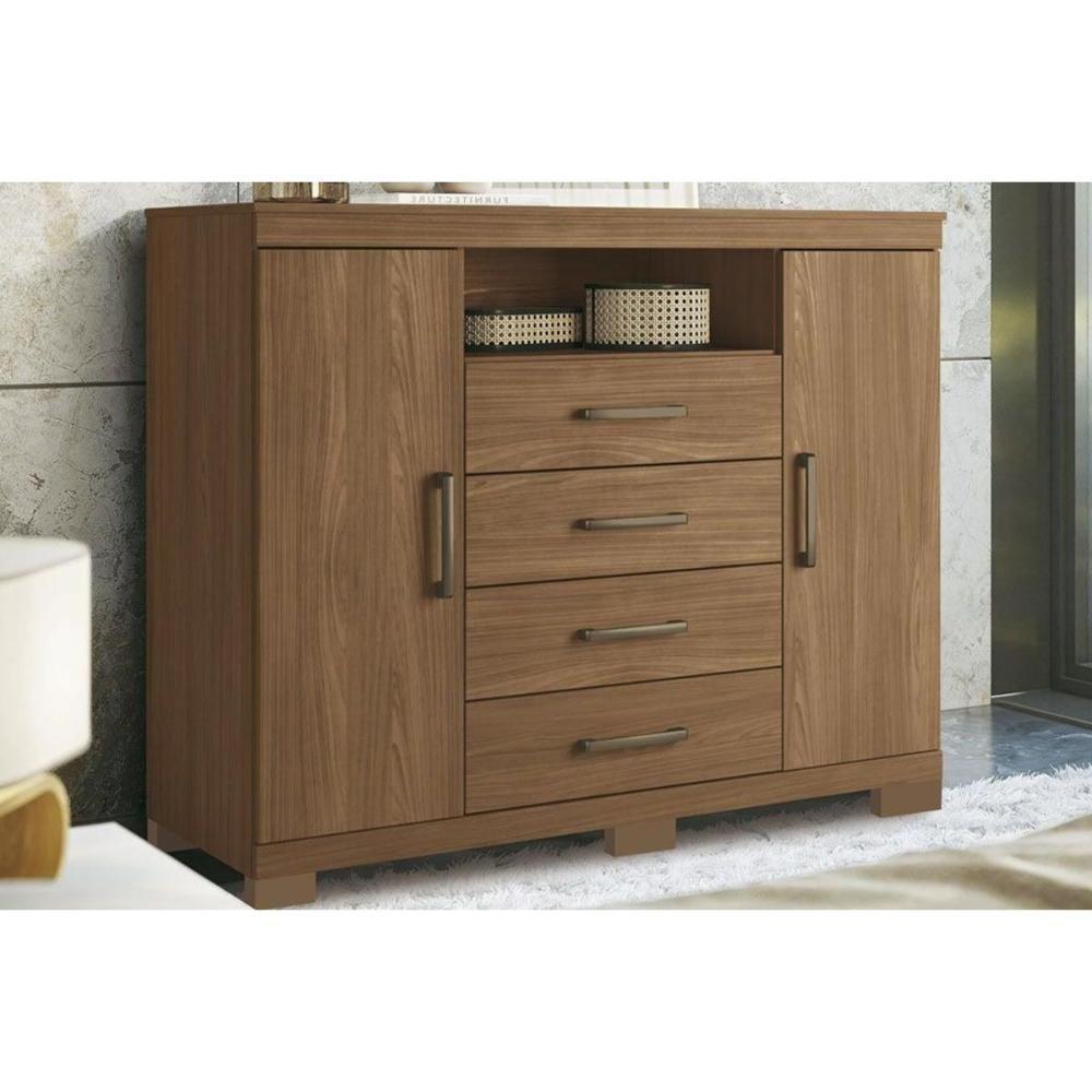 Cômoda Juvenil Master C/ 2 Portas 1 Nicho E 4 Gavetas C/ Pés Jatobá/grafite - Santos Andirá - 8