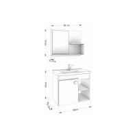 Gabinete De Banheiro Balcão Suspenso LótuSem bia Com Cuba 55cm E Armário Com Espelho Amendoa-off White - Mgm - 3