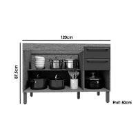 Gabinete De Cozinha Modulado Balcão Para Pia Nápoli Prime 3 Portas E 2 Gavetas Sem tampo 120cm Amendoa-off White - Ronipa - 3