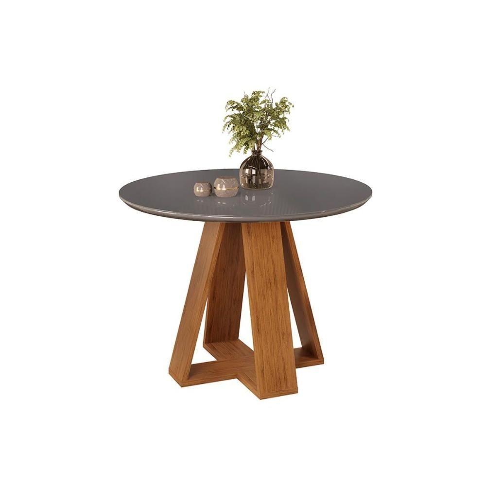 Mesa De Sala Jantar Celeste C- Tampo Madeirado Vidro Redondo 103x103cm Freijo-cinza Urbano - Dj Móveis - 1