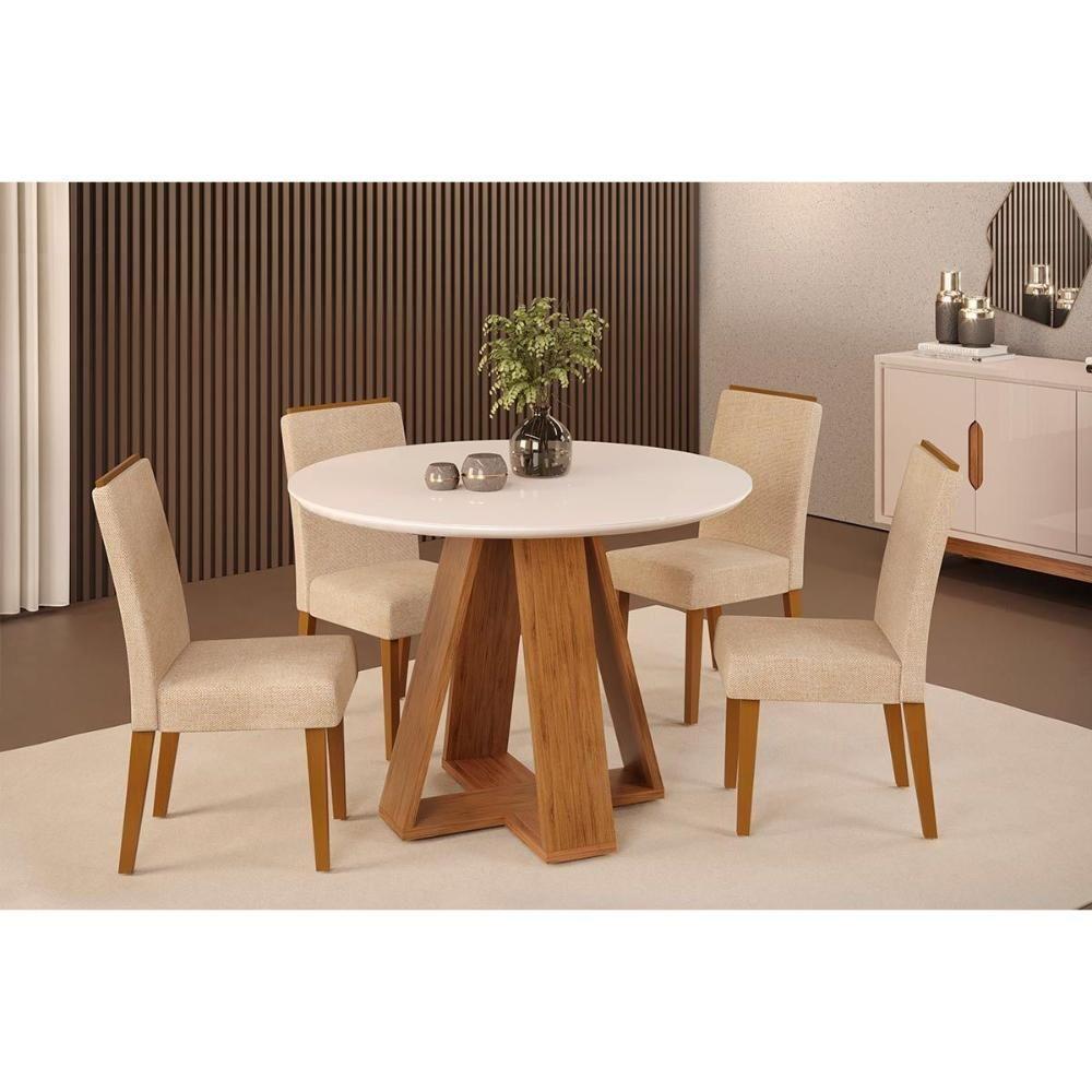 Mesa De Sala Jantar Celeste C- Tampo Madeirado Vidro Redondo 103x103cm Freijo-cinza Urbano - Dj Móveis - 3