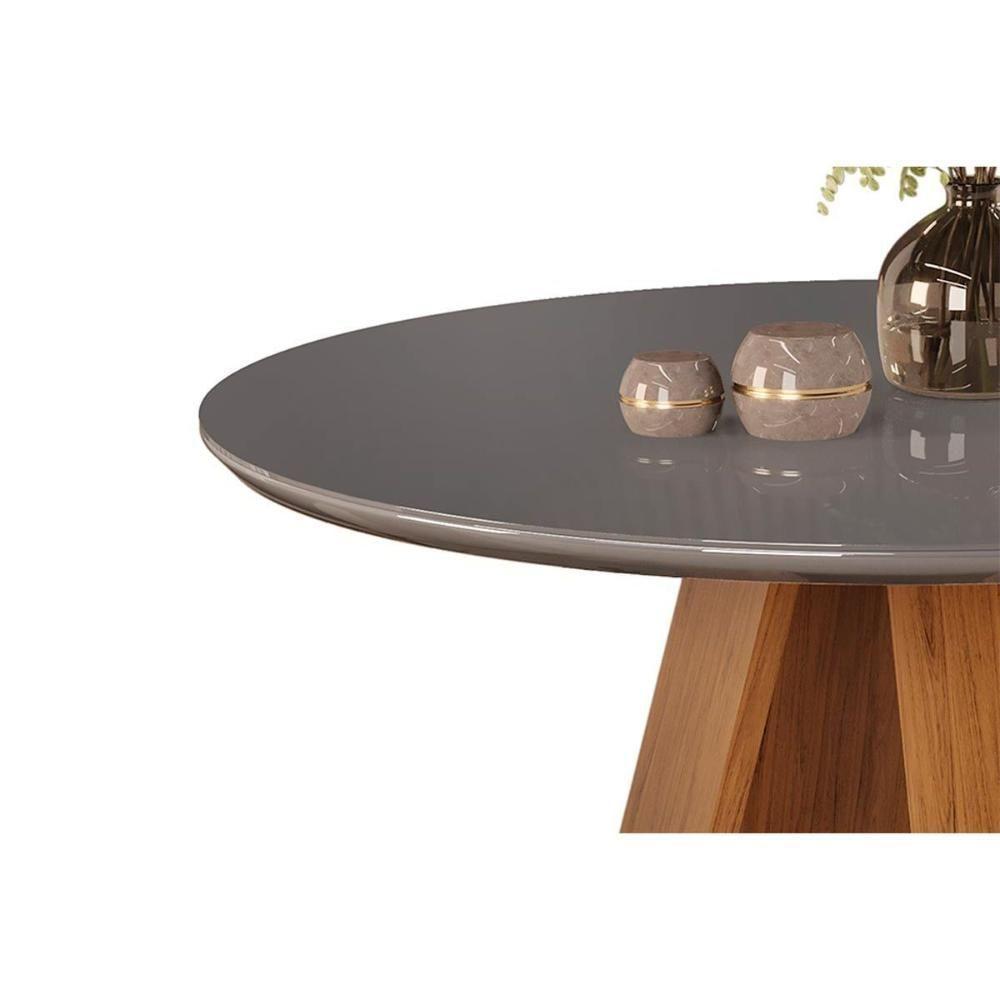 Mesa De Sala Jantar Celeste C- Tampo Madeirado Vidro Redondo 103x103cm Freijo-cinza Urbano - Dj Móveis - 5