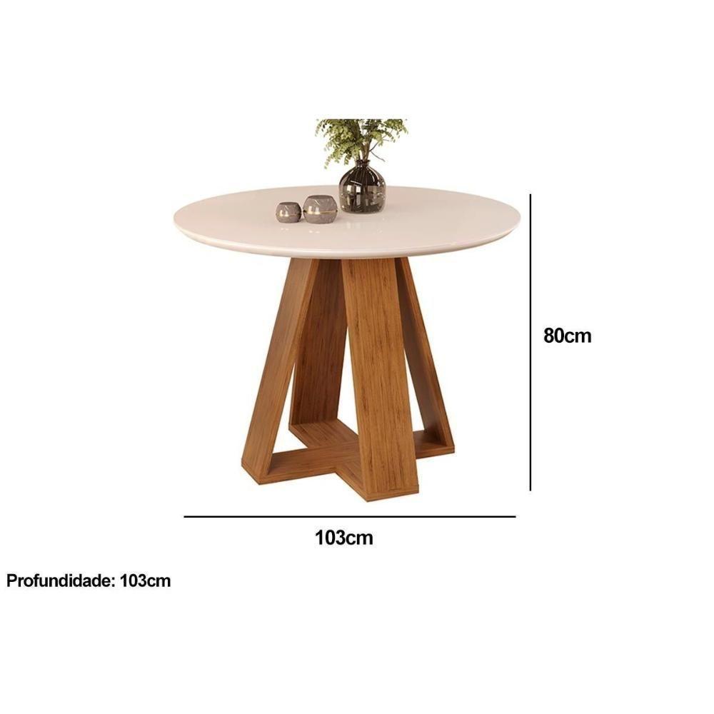 Mesa De Sala Jantar Celeste C- Tampo Madeirado Vidro Redondo 103x103cm Freijo-cinza Urbano - Dj Móveis - 7