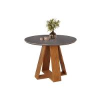 Mesa De Sala Jantar Celeste C- Tampo Madeirado Vidro Redondo 103x103cm Freijo-cinza Urbano - Dj Móveis - 1