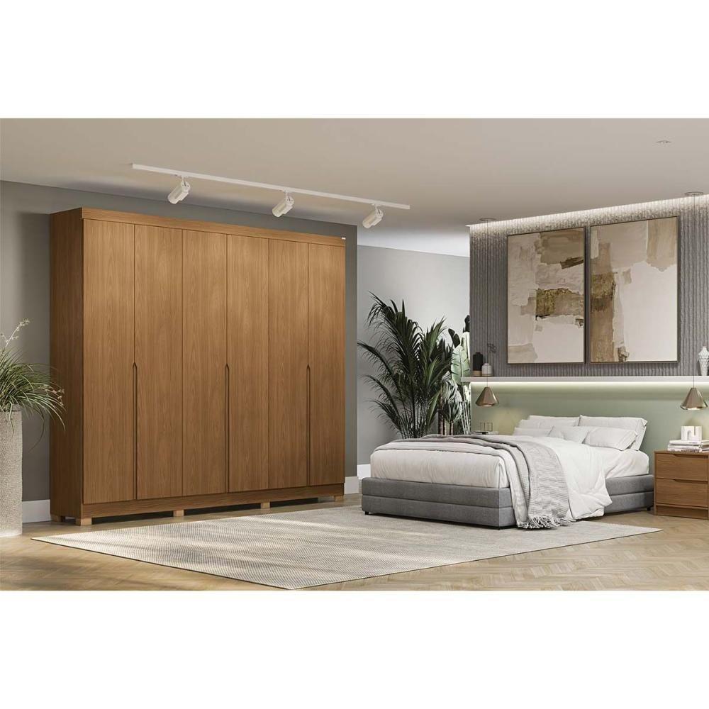 Guarda Roupa Casal 6 Portas E 4 Gavetas C- Pés Cb02r582 Canela-azul - 6