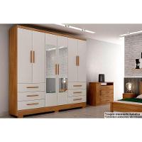 Guarda Roupa Casal 6 Portas (2 C- Espelho) E 6 Gavetas C- Pés Encanto-berlim Cumaru-fendi - 1