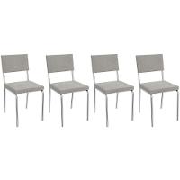 Cadeira Sala De Jantar Zaria 2c128 Kit 4 Un Cromado - Boucle Cinza - Kappesberg - 1