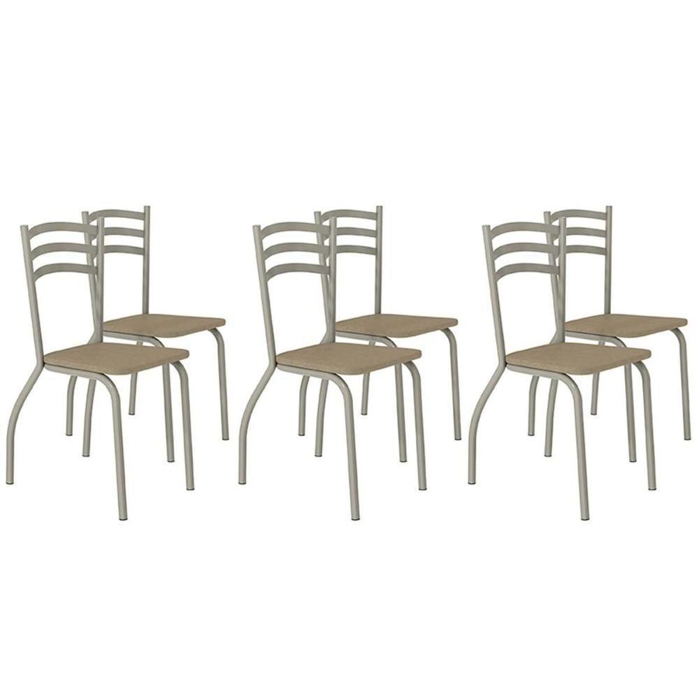 Cadeira Sala De Jantar Portugal 2c007nk Aço Kit 6 Uni Niquel - Capuccino - Kappesberg - 1