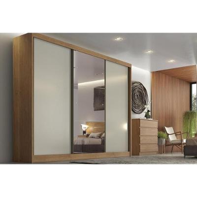 Guarda Roupa Casal Natus-Duna 3 Portas de Correr 8 Gavetas Cumaru-Fendi MDF