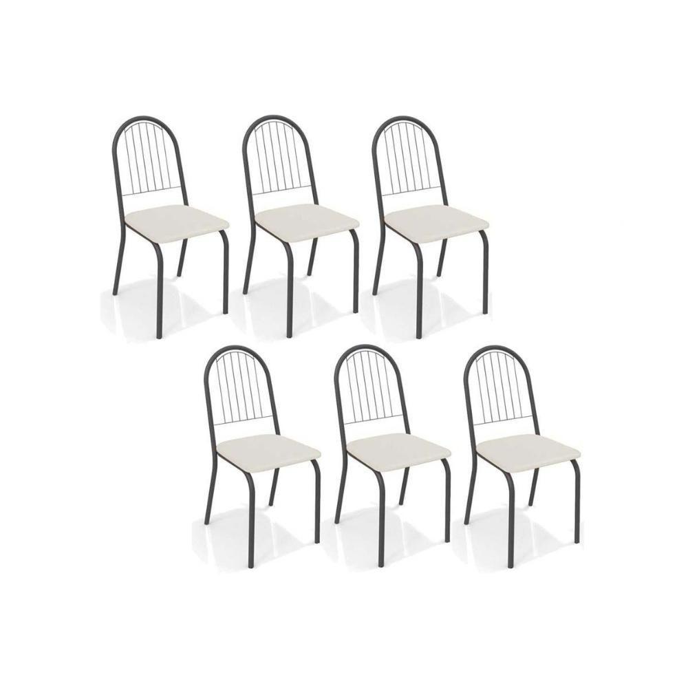 Cadeira Sala De Jantar Noruega 2c077 Kit 6 Un Preto Fosco-courano Branco - Kappesberg - 1