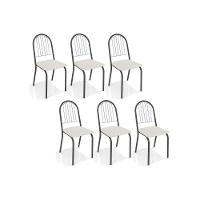 Cadeira Sala De Jantar Noruega 2c077 Kit 6 Un Preto Fosco-courano Branco - Kappesberg - 1