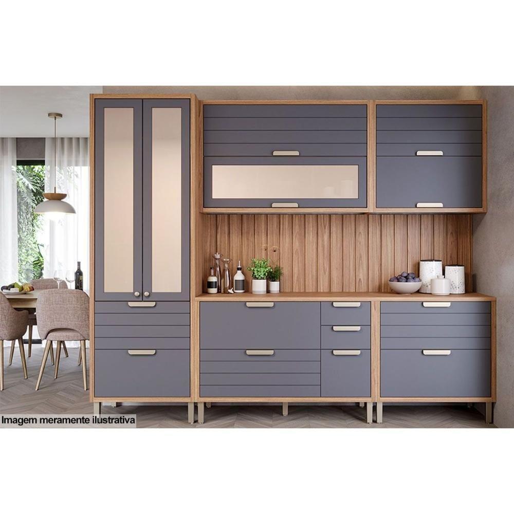 Cristaleira De Cozinha Eloise C- 3 Portas (2 C- Vidro Reflecta E 1 Basculante) E 1 Gaveta 70m Freijo-titanium - Mgm - 4