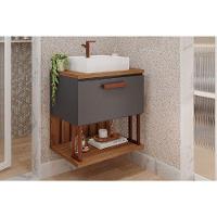 Gabinete De Banheiro Balcão Duna 1 Porta Com cuba 60cm Titanio-freijo - Mgm - 1