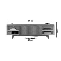 Rack Bancada Para Tv Até 75 Polegadas Loren Ripada Com Nichos 200x58cm Cedro-bali - Dj Móveis - 2