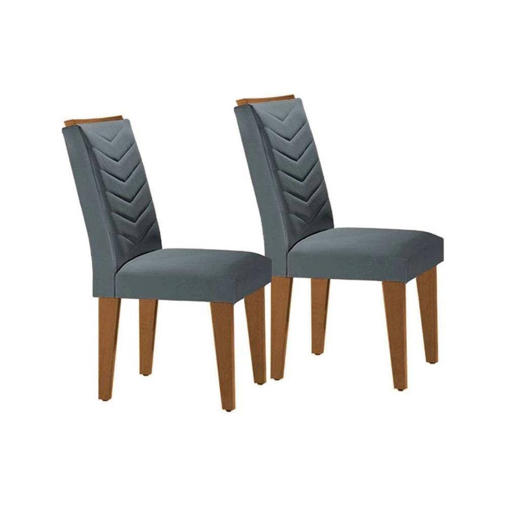 Kit 2 Cadeiras De Cozinha Londrina Madeira Capuccino-suede Grafite - Rufato - 1