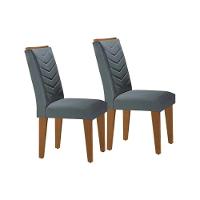 Kit 2 Cadeiras De Cozinha Londrina Madeira Capuccino-suede Grafite - Rufato - 1