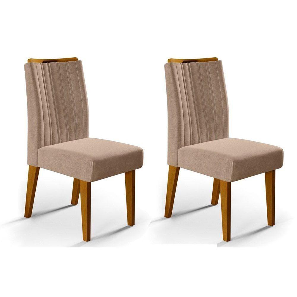 Kit 2 Cadeiras De Cozinha Isis Ipe-suede Kraft Bege - Dj Móveis - 1