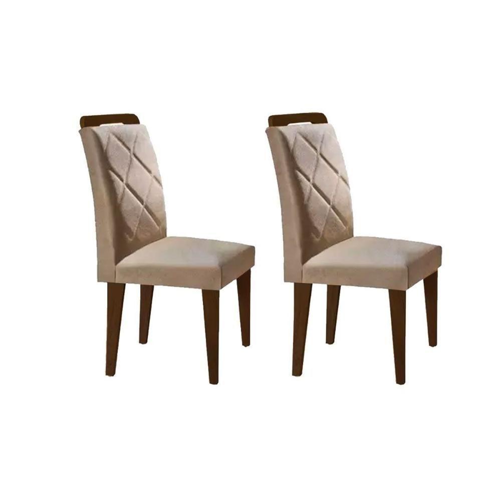 Kit 2 Cadeiras Sala Jantar Melissa 2 Un Madeira Capuccino-linho Grafite - Rufato - 5