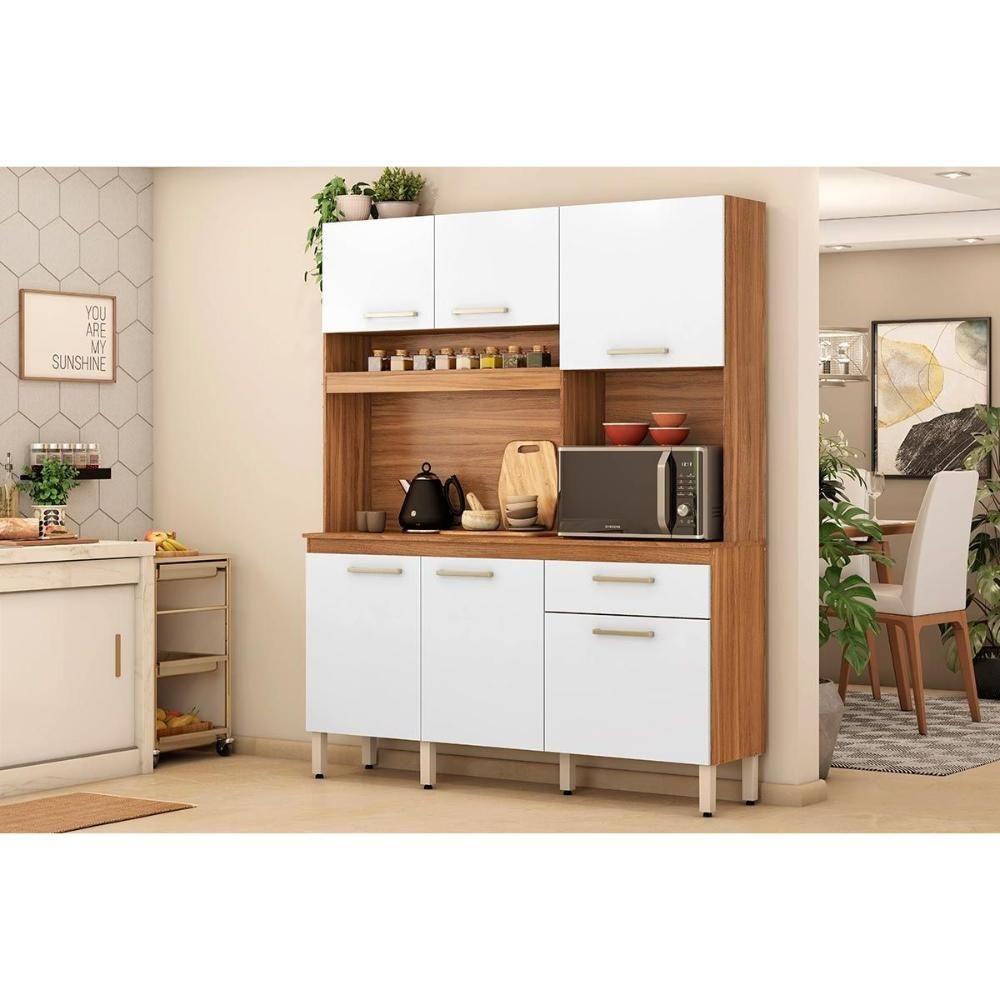Kit De Cozinha Compacta álamo C- 6 Portas E 1 Gaveta 160cm Amendola-branco - Demóbile - 1