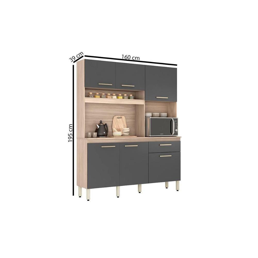 Kit De Cozinha Compacta álamo C- 6 Portas E 1 Gaveta 160cm Amendola-branco - Demóbile - 2