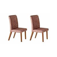 Kit 2 Cadeiras Sala Jantar Jade 2 Un Madeira Capuccino-linho Bege Turim - Rufato - 3