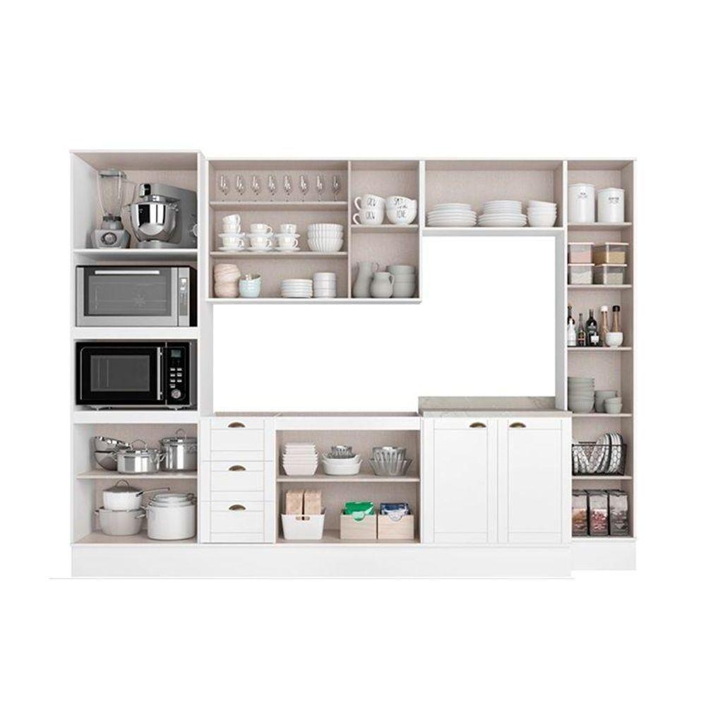 Cozinha Completa Bella 7 Peças (2aéreos+2balcões+1paneleiro+1torrequente+1complemento) C7p198 Branco - Carraro - 3