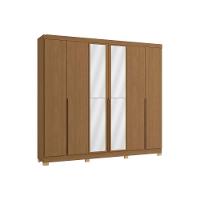 Guarda Roupa Casal 6 Portas (2 C- Espelho) E 4 Gavetas C- Pés Cb01r582 Canela-azul