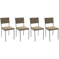 Cadeira Sala De Jantar Zaria 2c128 Kit 4 Un Niquel-bege A036 Suede Suede - Kappesberg - 1