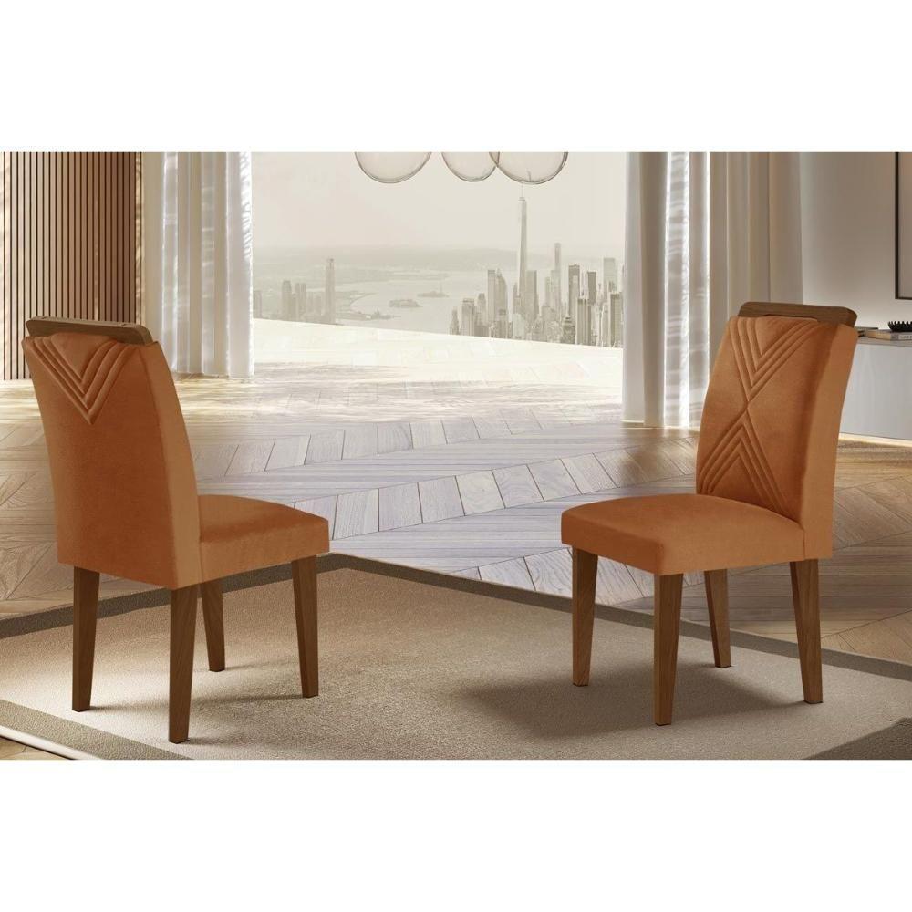 Kit 2 Cadeiras Sala Jantar Amsterdã 2 Un Madeira Capuccino-linho Grafite - Rufato - 4