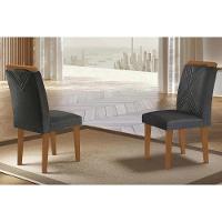 Kit 2 Cadeiras Sala Jantar Amsterdã 2 Un Madeira Capuccino-linho Grafite - Rufato - 1