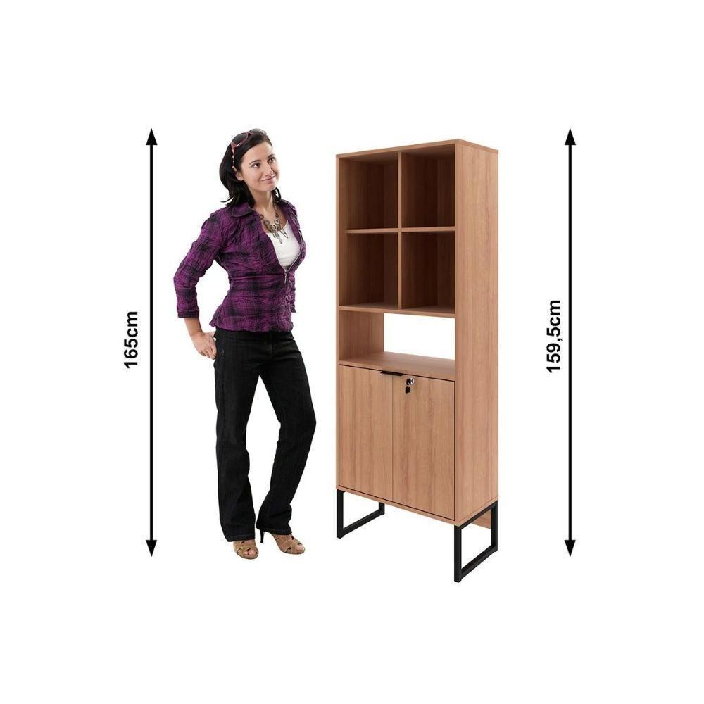 Escritório Completo Industrial 1 Balcão, 1 Armário, 1 Gaveteiro 3 Peças Amêndoa-preto - 3