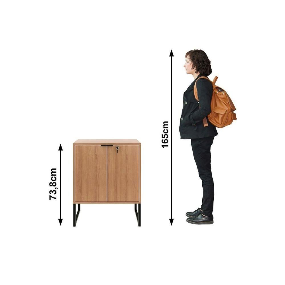 Escritório Completo Industrial 1 Balcão, 1 Armário, 1 Gaveteiro 3 Peças Amêndoa-preto - 5