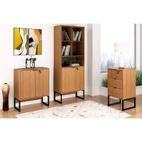 Escritório Completo Industrial 1 Balcão, 1 Armário, 1 Gaveteiro 3 Peças Amêndoa-preto - 1