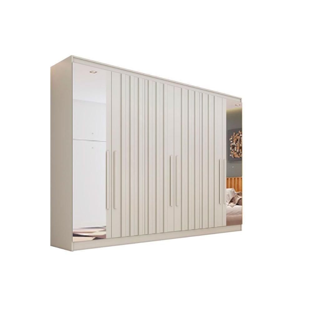 Guarda Roupa Casal 6 Portas (4 Ripadas E 2 C- Espelho) E 4 Gavetas Oxford Peroba-off White - Europa - 4