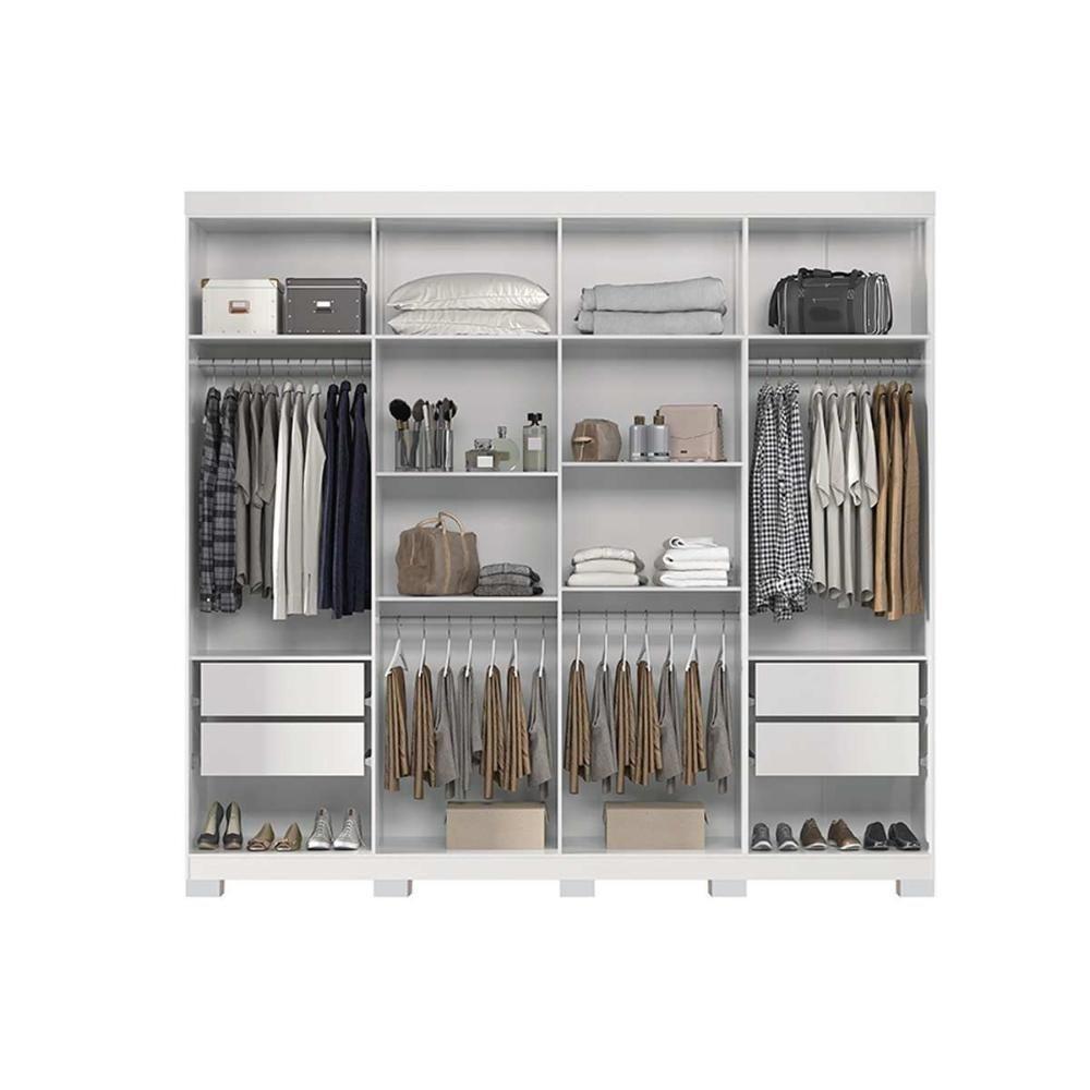 Guarda Roupa 8 Portas (2 C- Espelho) E 4 Gavetas C- Pés Master New 8.4 Branco - 5