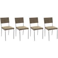 Cadeira Sala De Jantar Zaria 2c128 Kit 4 Un Cromado-bege A036 Suede Suede - Kappesberg - 1