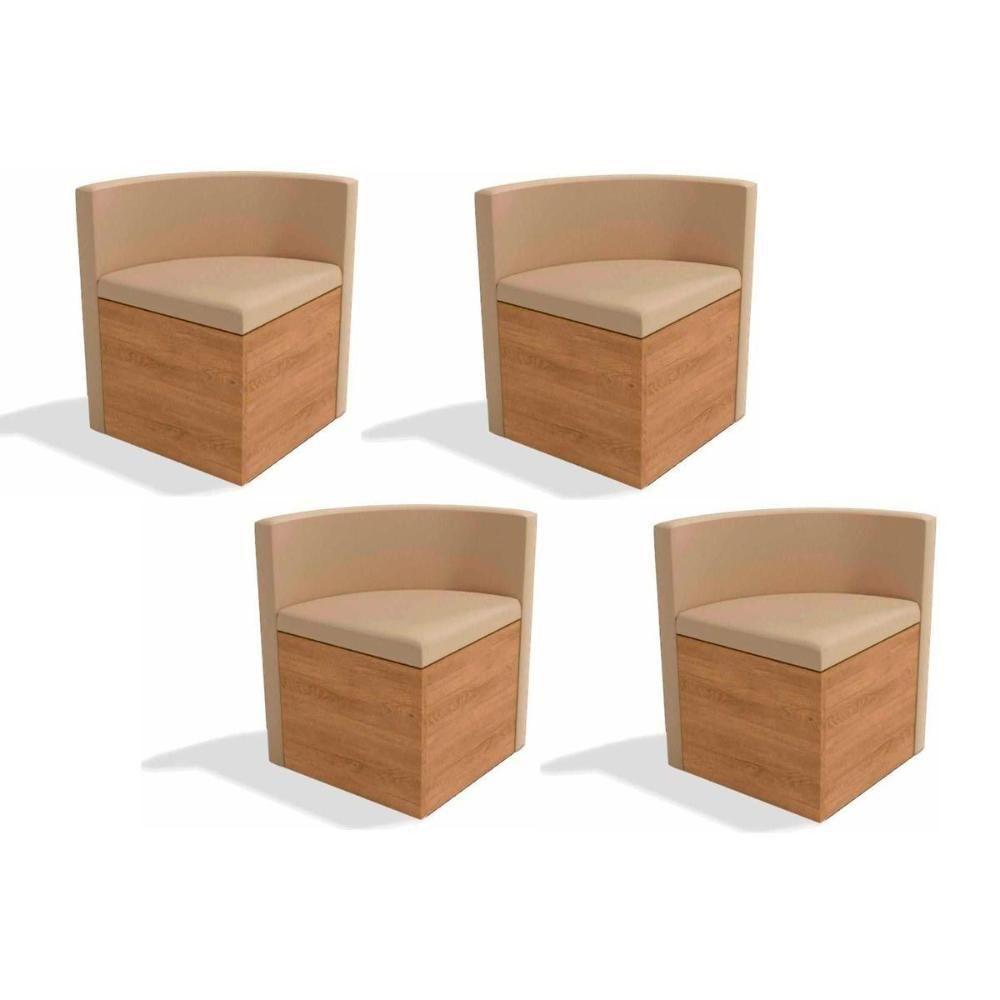 Kit 4 Cadeiras Sala Jantar 4cad800 4 Un Freijó - Assento-encosto Suede Bege A020 - Kappesberg - 1