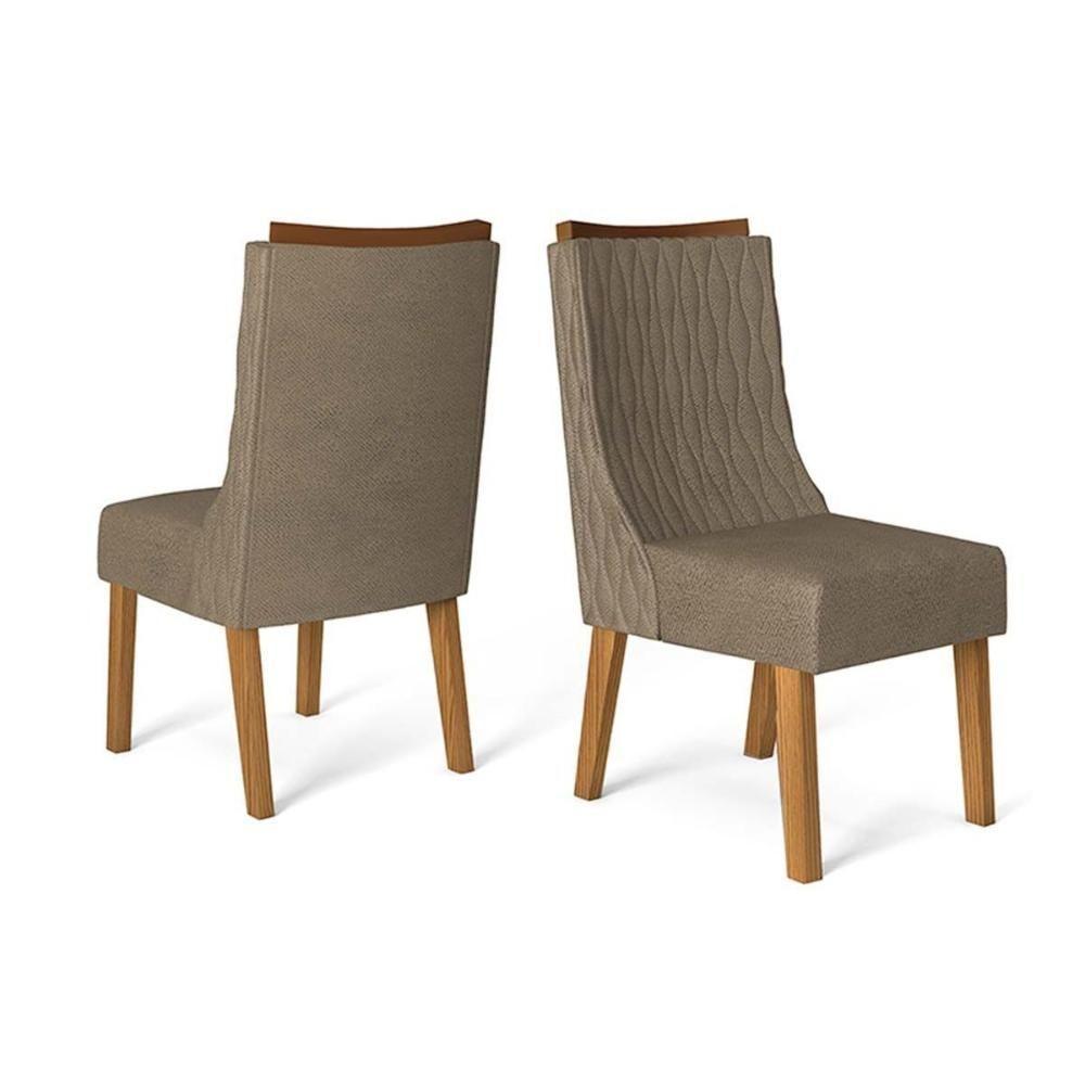 Kit 2 Cadeiras Sala Jantar Jade 2 Un Carvalho Nobre-suede Pecan - Dj Móveis - 1