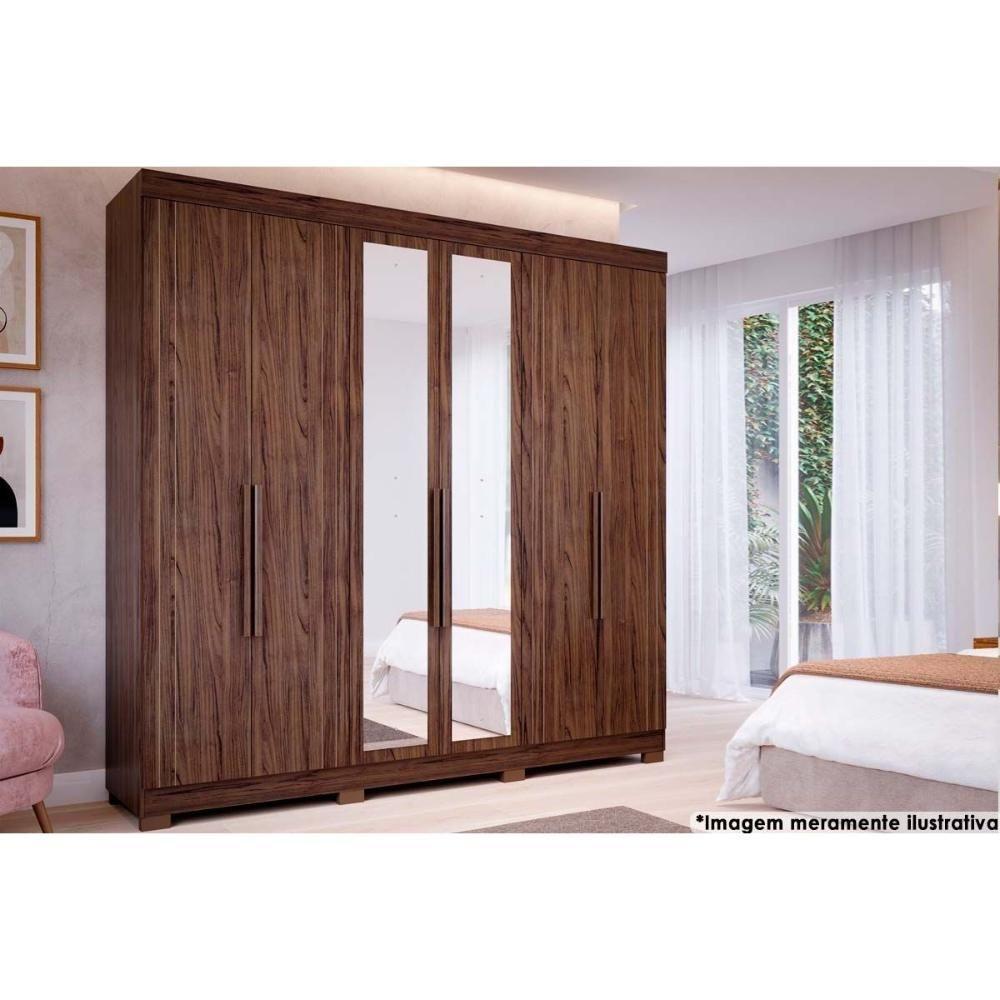 Guarda Roupa Casal 6 Portas E 6 Gavetas C- Espelho E Pés Cecilia Cinamomo - Panan - 3