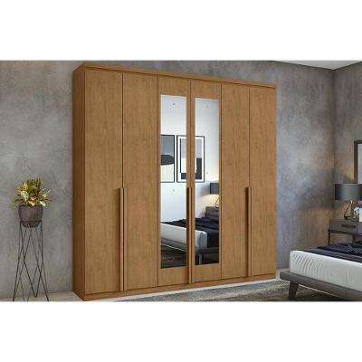 Guarda Roupa Casal Alonzo New 6 Portas de Abrir 4 Gavetas Amêndoa Lopas