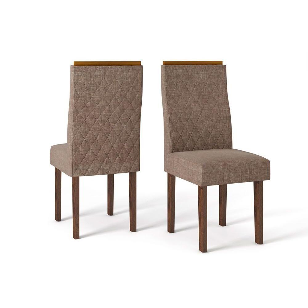 Kit 2 Cadeiras De Cozinha New Maia Rústico Malbec-linho Bronze - Dj Móveis - 1