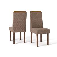 Kit 2 Cadeiras De Cozinha New Maia Rústico Malbec-linho Bronze - Dj Móveis - 1