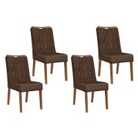 Cadeira Sala De Jantar Bia Kit 4 Un Freijó-suede Moca - Dj Móveis - 1